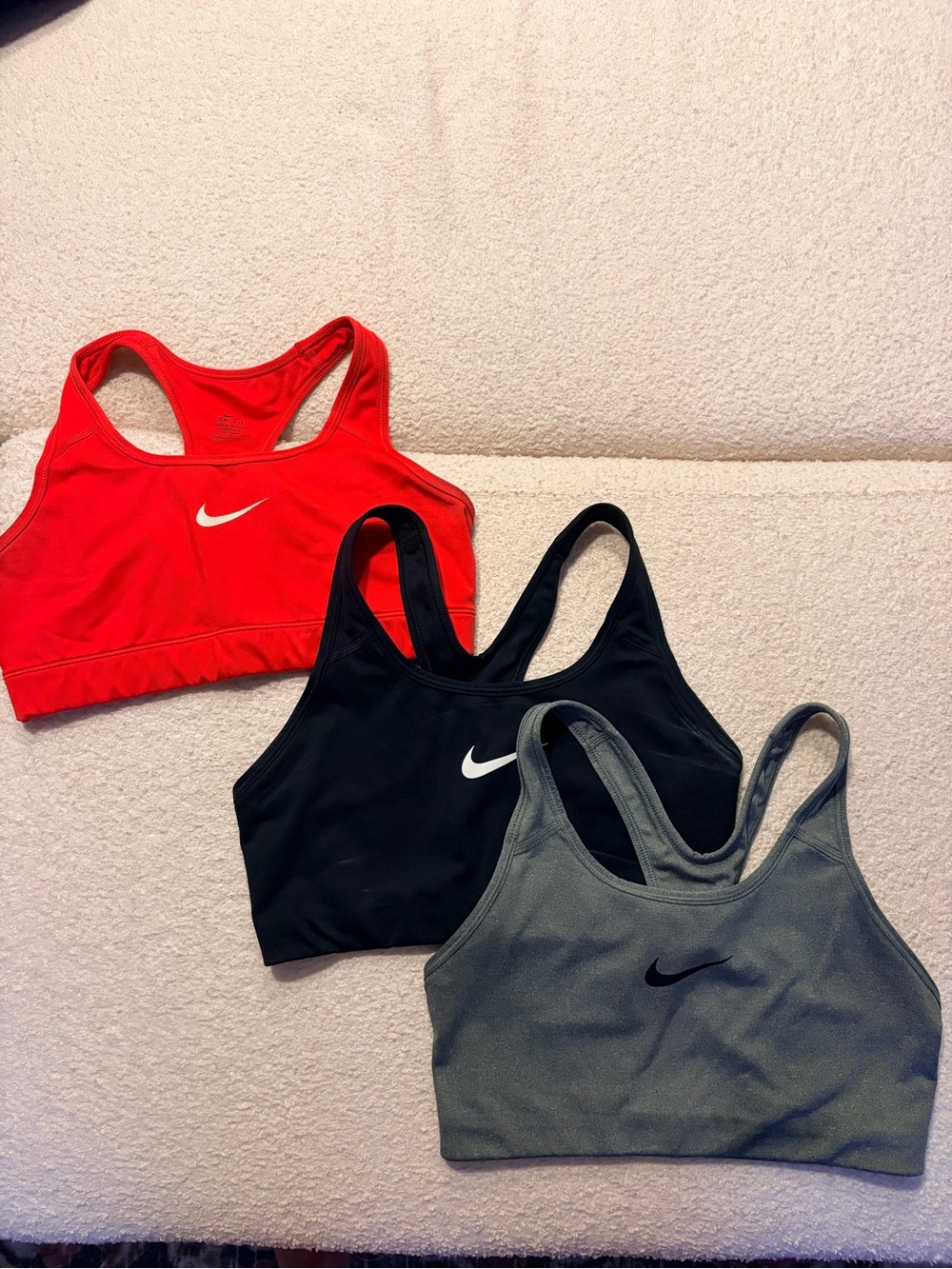 Nike Sports Bra Trio — Red, Black, Olive